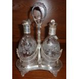 Silver plated twin claret decanter set