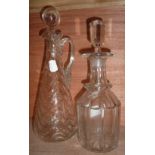 2 glass decanters