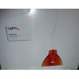 2 new in box Hannover satin chrome effect orange glass pendant lamps