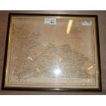 Small framed map of Yorkshire by John Cary