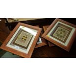 Set of 4 framed Native American style sand pictures