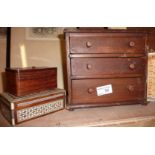 Miniature chest of drawers and 2 small boxes