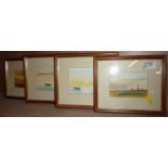 4 small framed watercolours