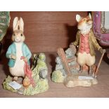 Two Border Fine Arts figures of Peter Rabbit and Fox Whiskered Gentleman