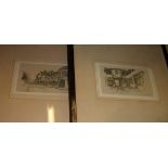 2 framed engravings depicting Gloucester and Chigwell