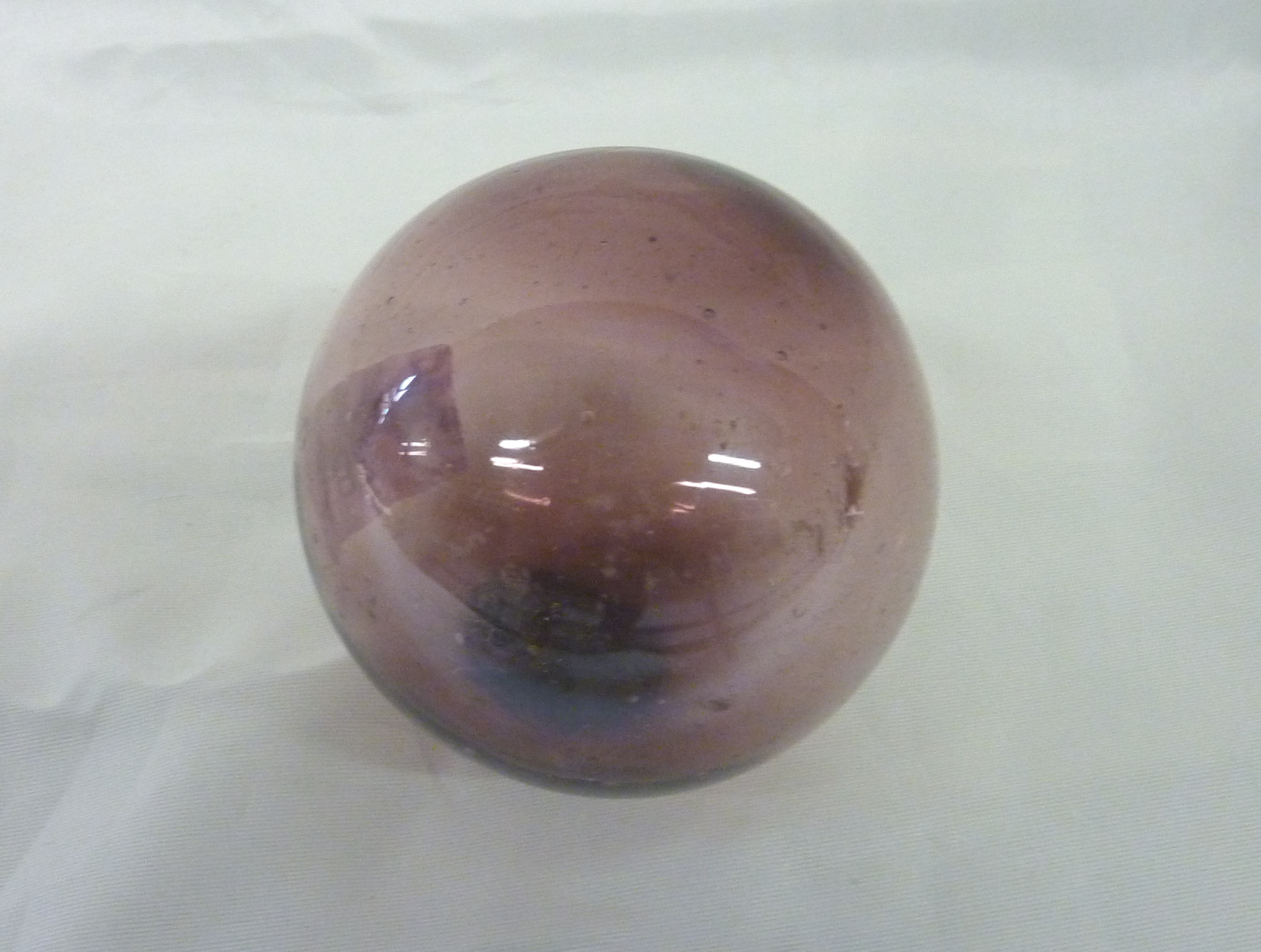 19thC amethyst glass sphere with large pontil mark (approx diameter 8cm)