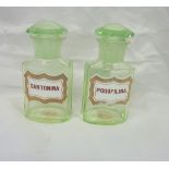Scarce pair of Uranium glass chemist bottles (12cm high)