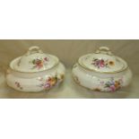 Pair Royal Crown Derby 'Derby Posie' vegetable dishes with covers