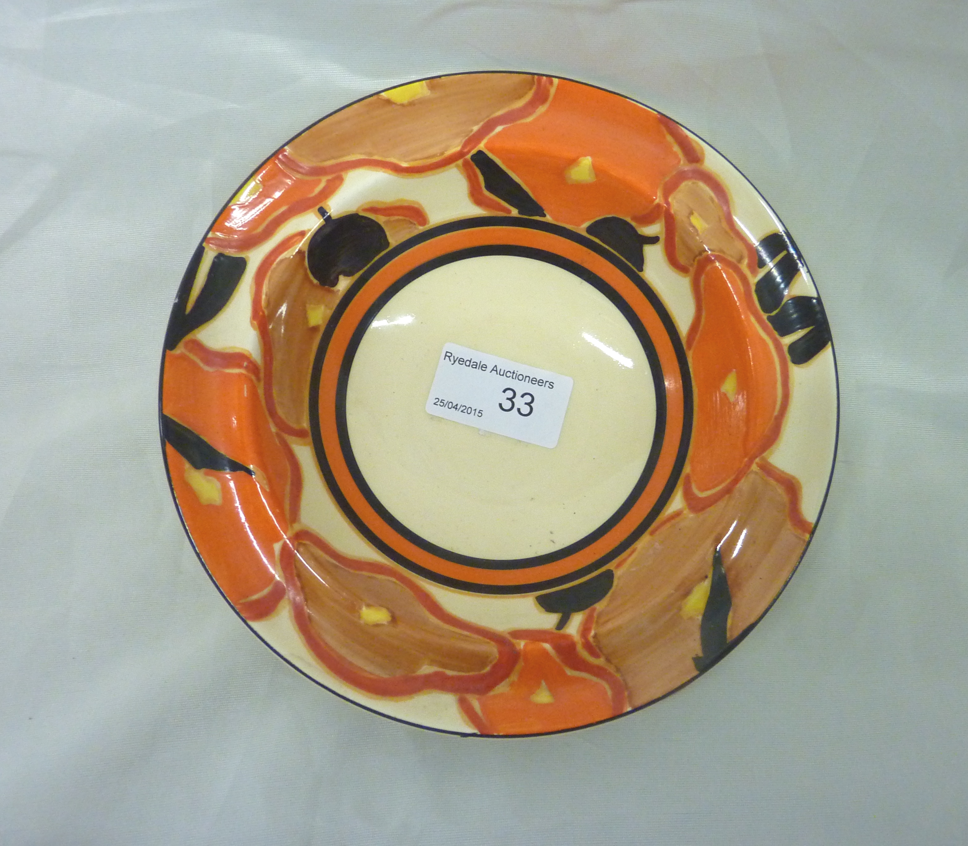 Clarice Cliff small orange chintz bowl with printed back stamp