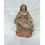 18thC terracotta and polychrome figure of 'St Anne The Virgin' (19cm high)