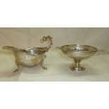 Birmingham 1927 silver hallmarked twin handled bon bon dish with pierced detail to the border and a