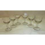 Set of six 19th/20th C penny lick glasses