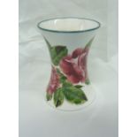 Wemyss pottery vase with rose pattern detail (height 11cm)