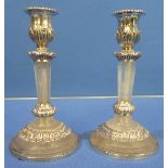 Impressive pair of late 19th C continental silver and rock crystal candlesticks with detachable