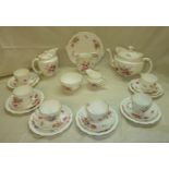 21 piece Royal Crown Derby 'Derby Posie' pattern tea set with teapot, hot water jug, large milk rug