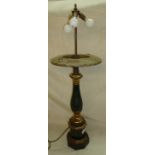 Ebonised wood and tole ware lamp with oc