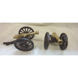 Pair of quality model cannons on cast metal bases with detachable 5 inch brass barrels