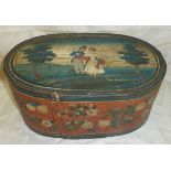 19th C Swiss marriage box of oval form w