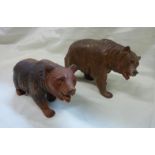 Pair of black forest carved wood bears (14cm high)