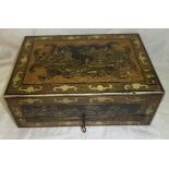 Chinese laquered chinoiserie sewing box