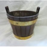 Small oak coopered copper bound bucket w