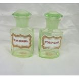 Scarce pair of Uranium glass chemist bot