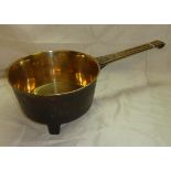 18th/19th C brass skillet pan the handle