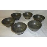 Set of six 19thC Pewter porridge bowls o