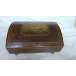19thC rosewood inlaid table box with dom
