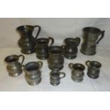 Selection of ten various Pewter spirit m