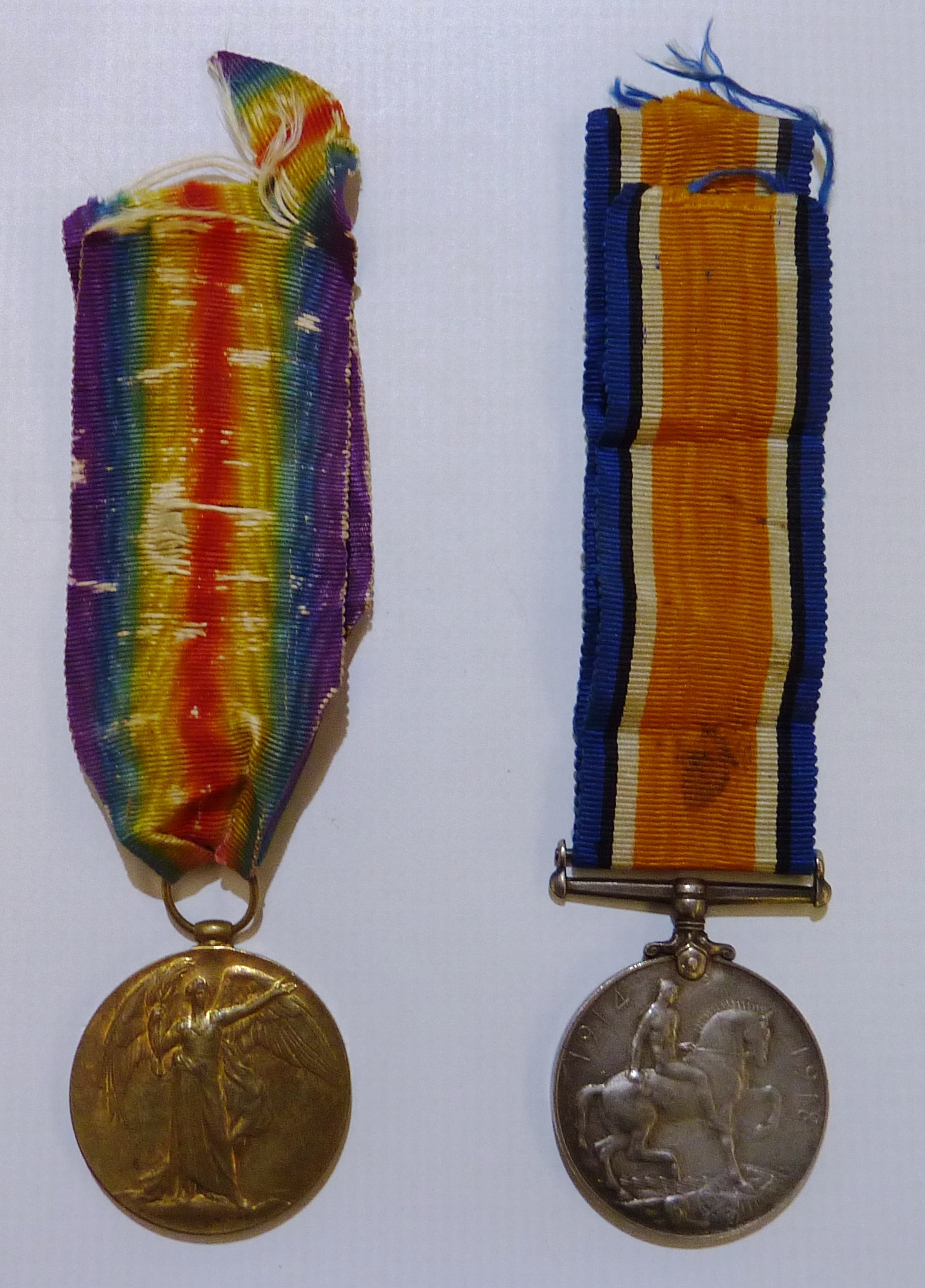 WWI pair comprising of British war medal and victory medal awarded to '167330 GNR.J.BOWMER R.