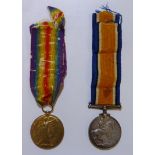 WWI pair comprising of British war medal and victory medal awarded to '167330 GNR.J.BOWMER R.