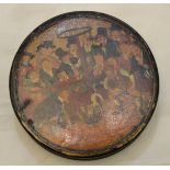 18th/19thC circular paper mache snuff box,