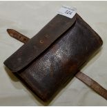 Early leather fly wallet initialled ECB with a selection of various flies