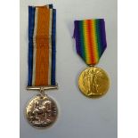 WWI pair comprising of British war medal and victory medal awarded to '58531 PTE.J.WELLING Devon.