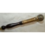 18th/19thC brass tipstaff engraved with GRIV public office Armagh C/7 with turned wood grip