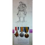 WWI casualty trio comprising of 1914-15 star war medal and victory medal awarded to '5614 PTE,.