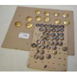 Selection of gilt metal livery buttons with various crests and a large selection of white metal