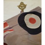 George VI Royal Air Force ensign with pole and brass Royal Air Force crest