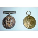 WWI pair comprising of British war medal and victory medal awarded to '57624 PTE.H.W.G BALDWIN R.W.