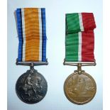 WWI military and marine merchantile pair with British war medal awarded to 'Luke Cook'