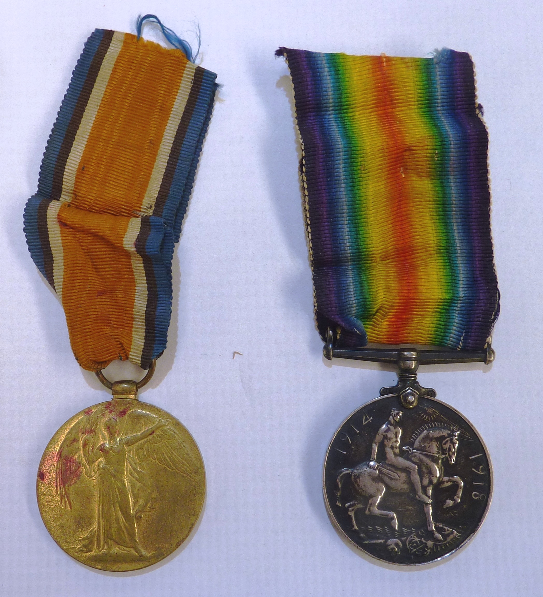 Canadian WWI pair comprising of British war medal and victory medal awarded to '447824 PTE.J.