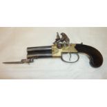 Over and under tap-action flintlock pistol by WH.BRAHAM London, 2.