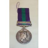 ERII general service medal with Malaya clasp awarded to '23181120 PTE.C.BROOKE R.A.M.