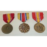 Group of 3 USA medals inc national defence medal,