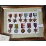 Mounted and displayed group of WWII meda