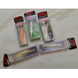 Selection of boxed rapala, fishing lures inc sinking, countdown,