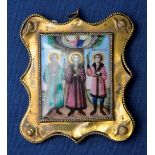 18th/19th C Russian enamel icon depictin