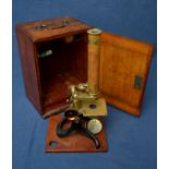 19th century mahogany cased microscope w