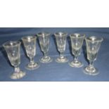 Set of six similar 19th C port glasses (